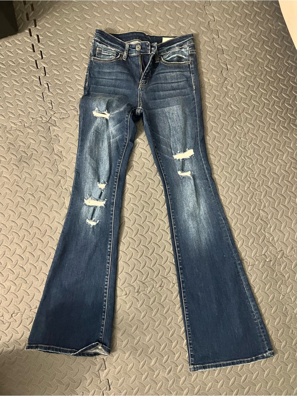 Bridge by gly mid rise Blue Distressed Women's Flare Jeans 25